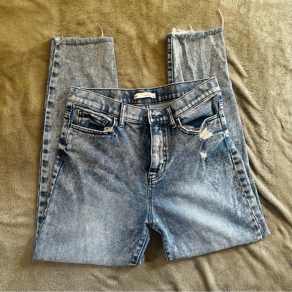 SO High Rise Mom Distressed Blue Jeans